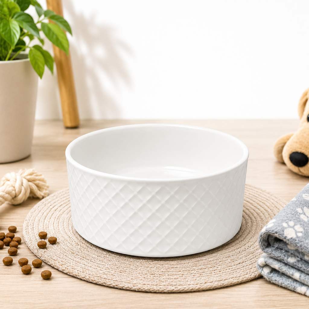 Gamelle pour animaux en céramique blanc