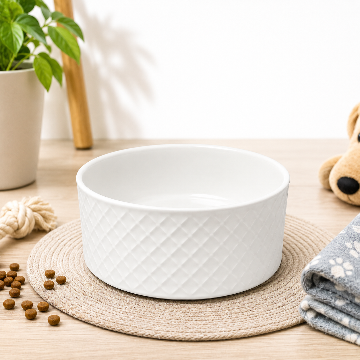 Gamelle pour animaux en céramique blanc