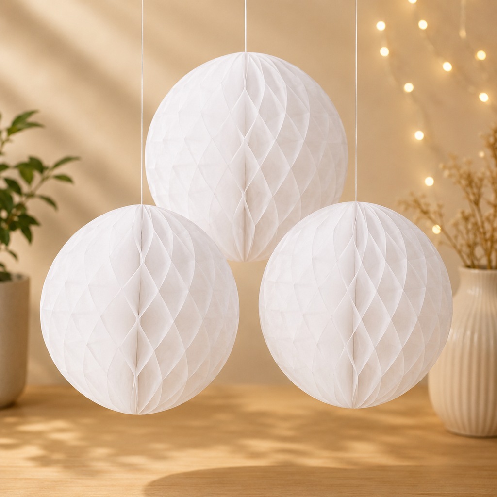 Décorations alvéolées à suspendre – Lot de 3