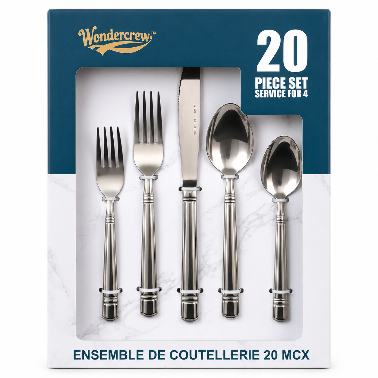 Couverts en acier inoxydable – 20 pièces