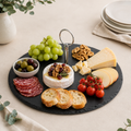 Plateau de service rond en ardoise avec poignée – 30 cm