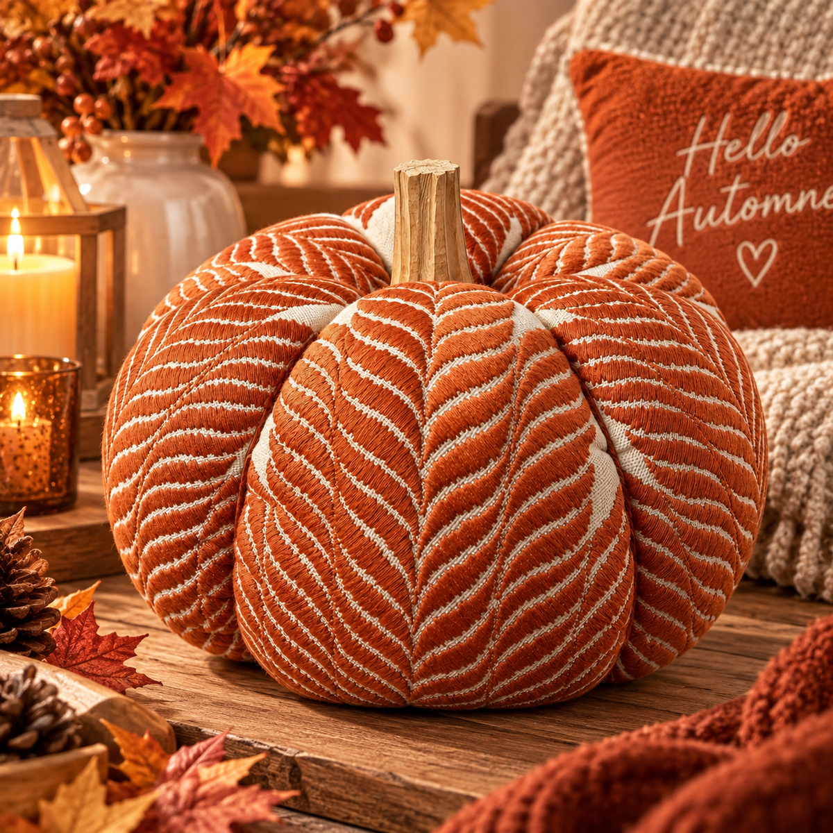 Citrouille décorative en tissu à motifs