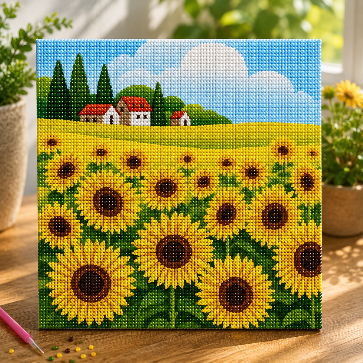 Diamond Painting Champ de tournesols - 20 x 20 cm