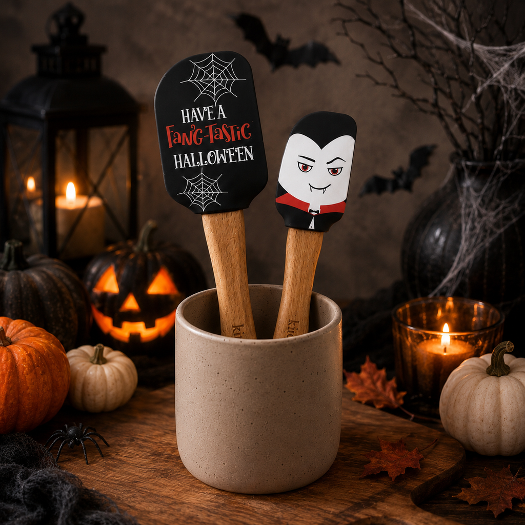 Set de 2 spatules en silicone avec manche en bois – Spécial Halloween