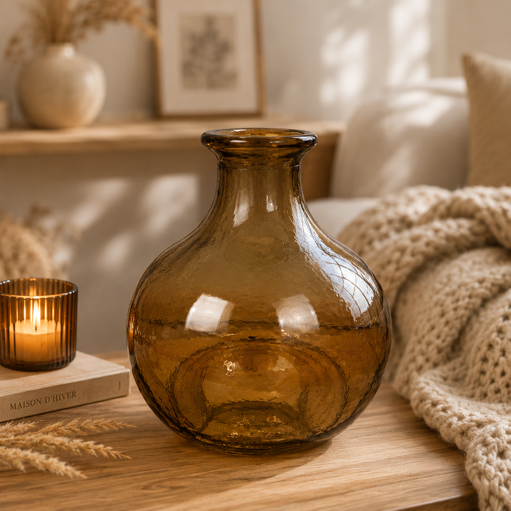 Vase décoratif en verre recyclé – Grand Forme ronde