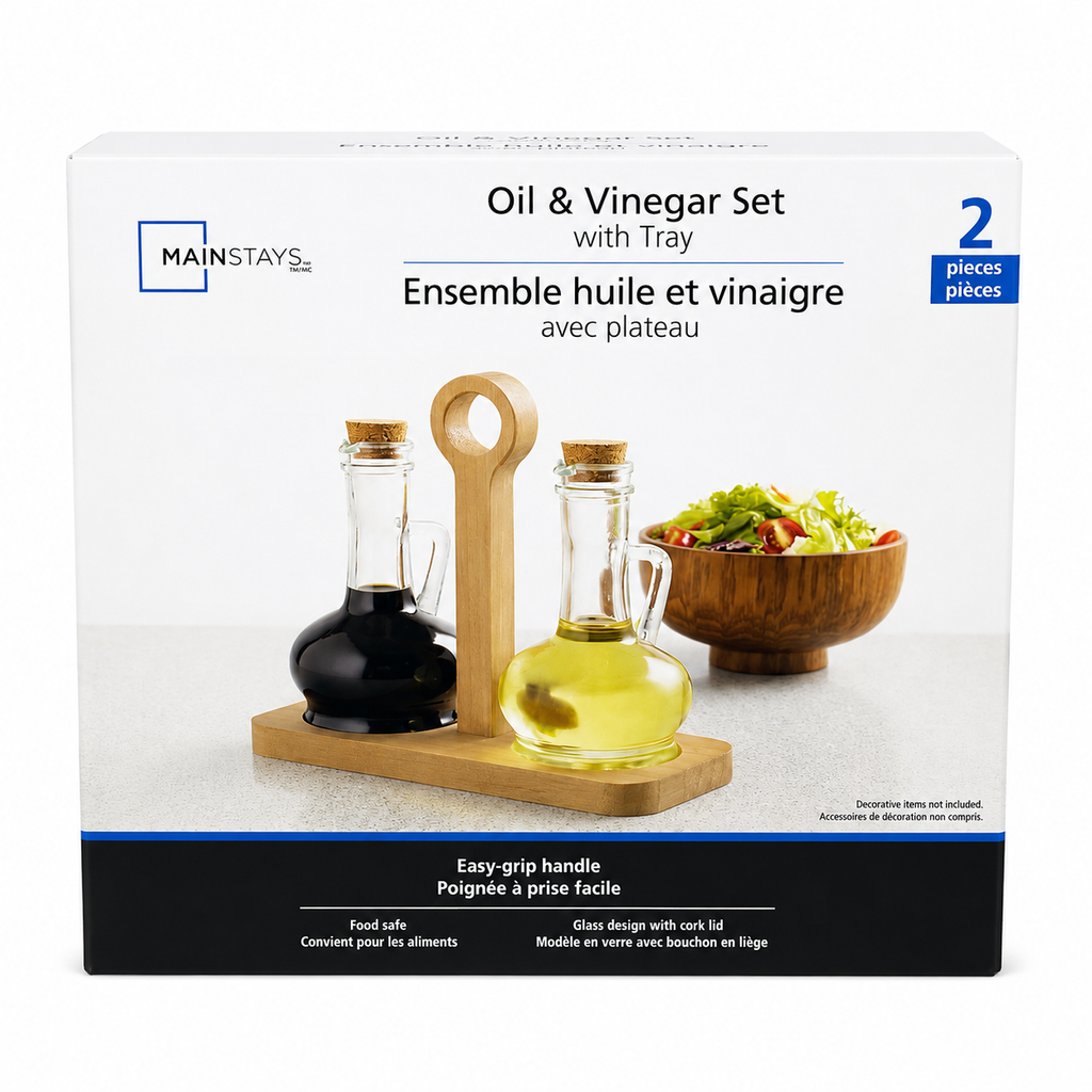 Ensemble Huile et Vinaigre avec plateau – 2 pièces