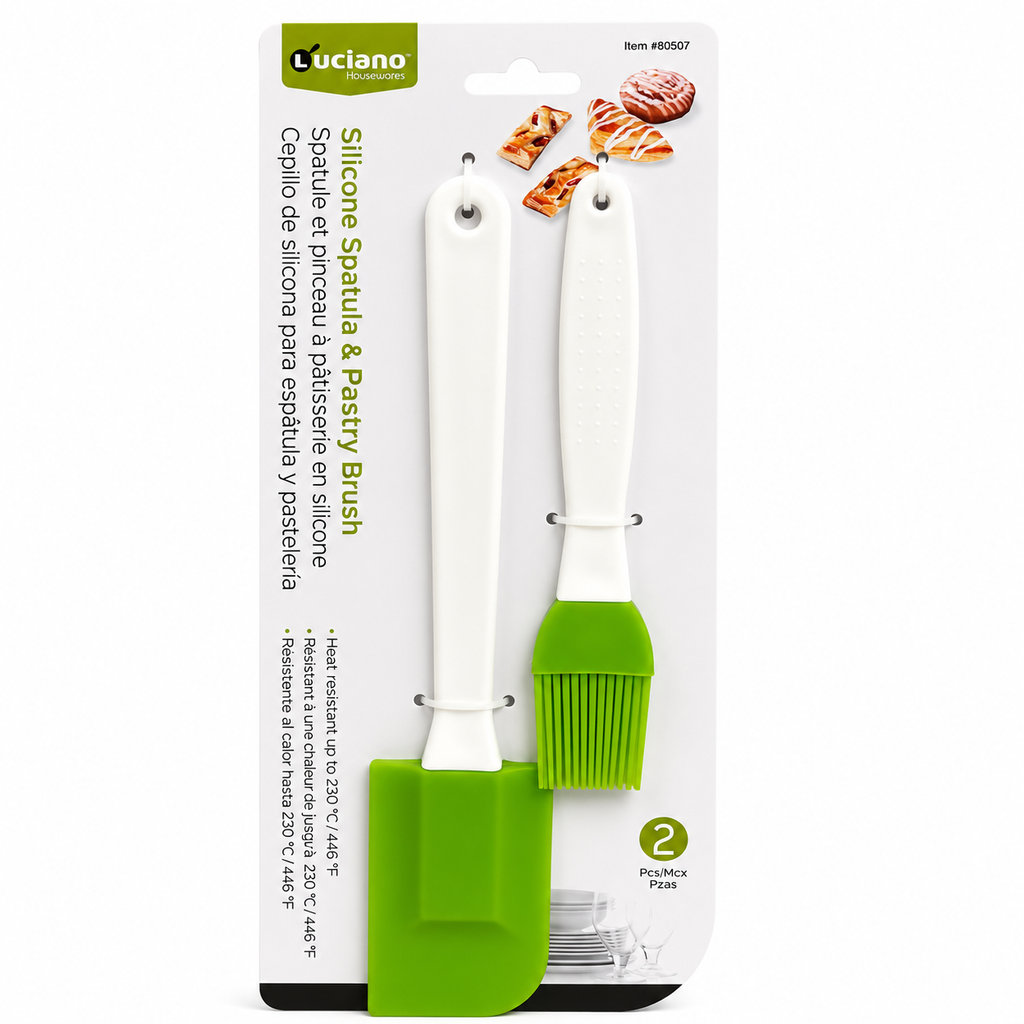 Spatule & Pinceau - Ensemble de pâtisserie en silicone Vert