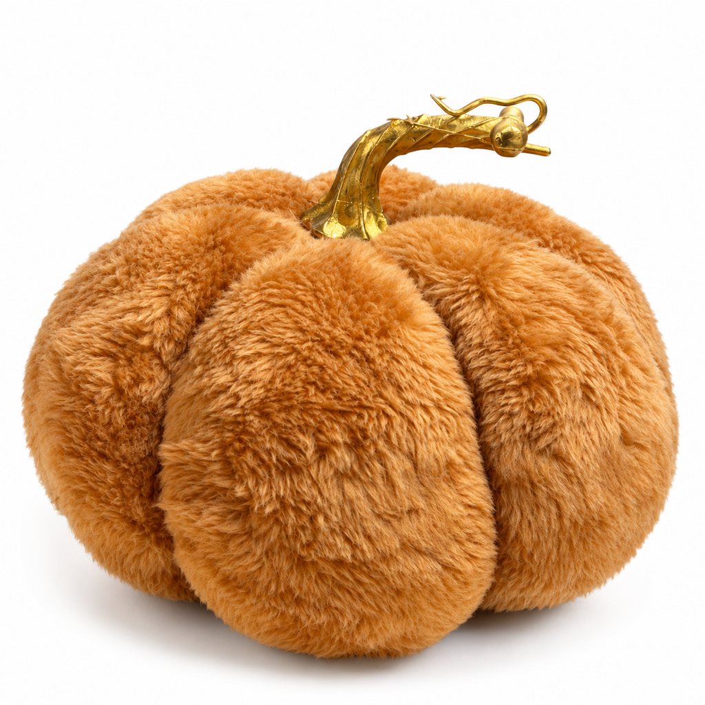 Citrouille décorative en tissu marron