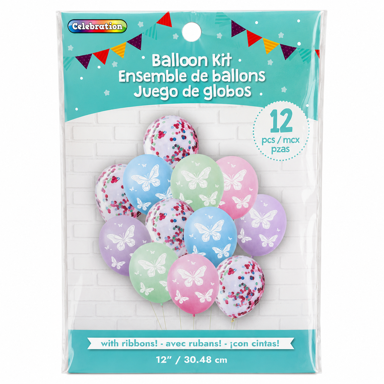 Kit de 12 ballons papillons et confettis