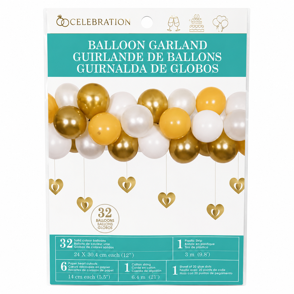 Guirlande de ballons avec décorations – 32 ballons