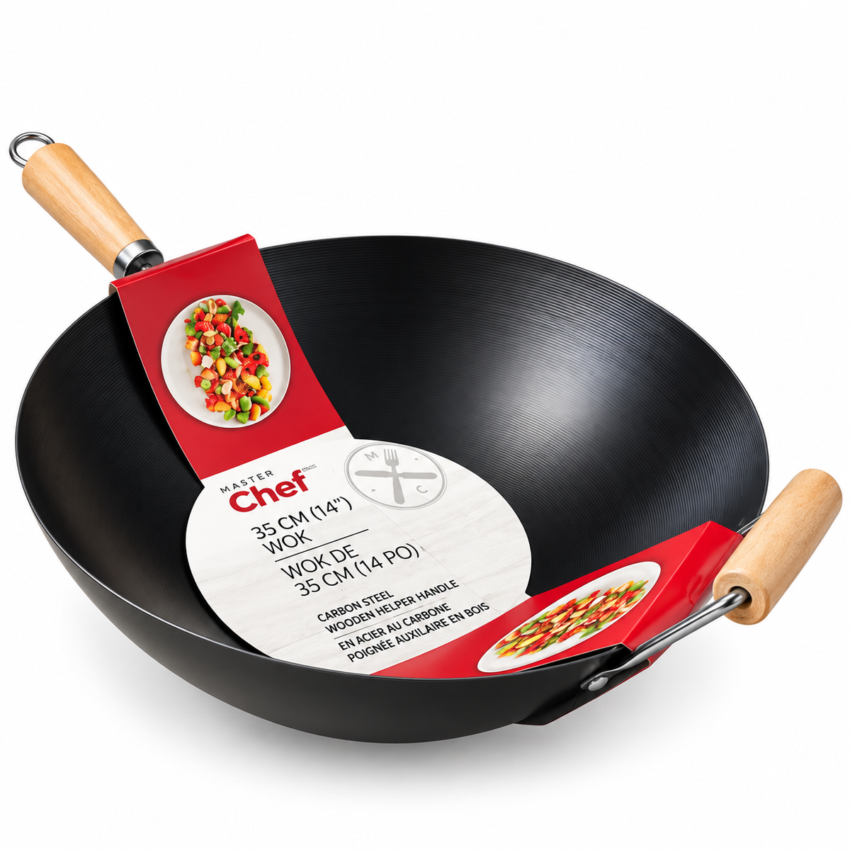 Wok en acier au carbone 35 cm – Master Chef
