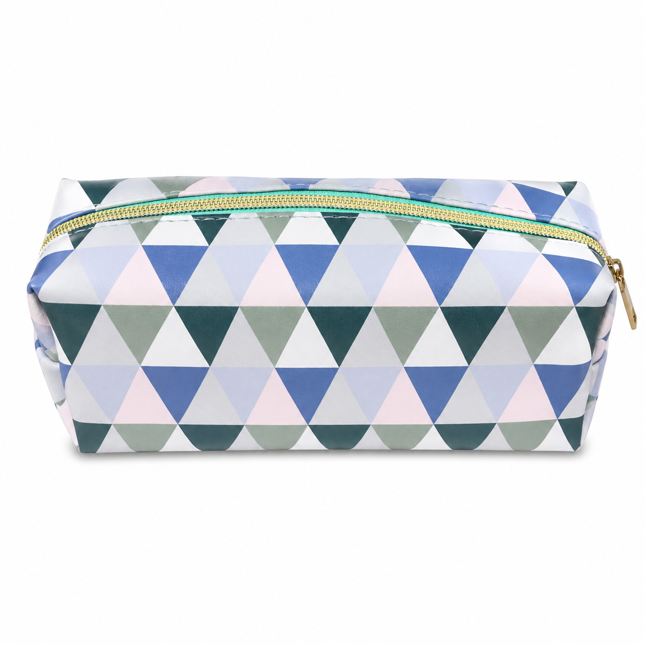 Trousse scolaire à motif géométrique bleu