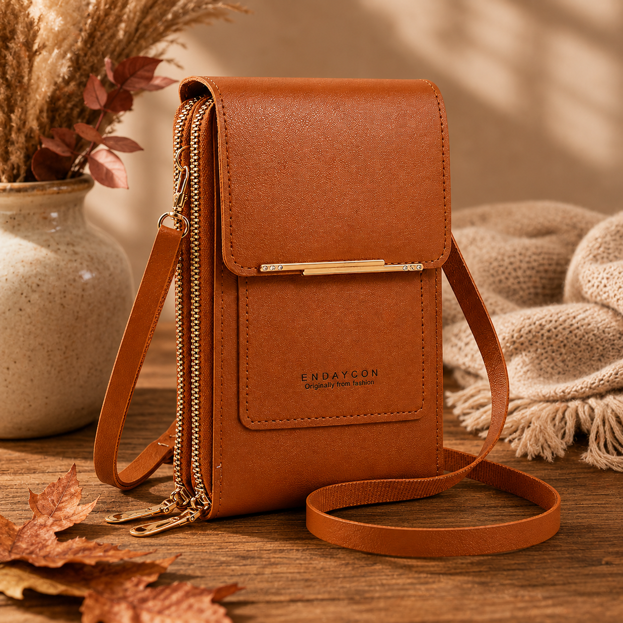 Sac à bandoulière multifonction marron
