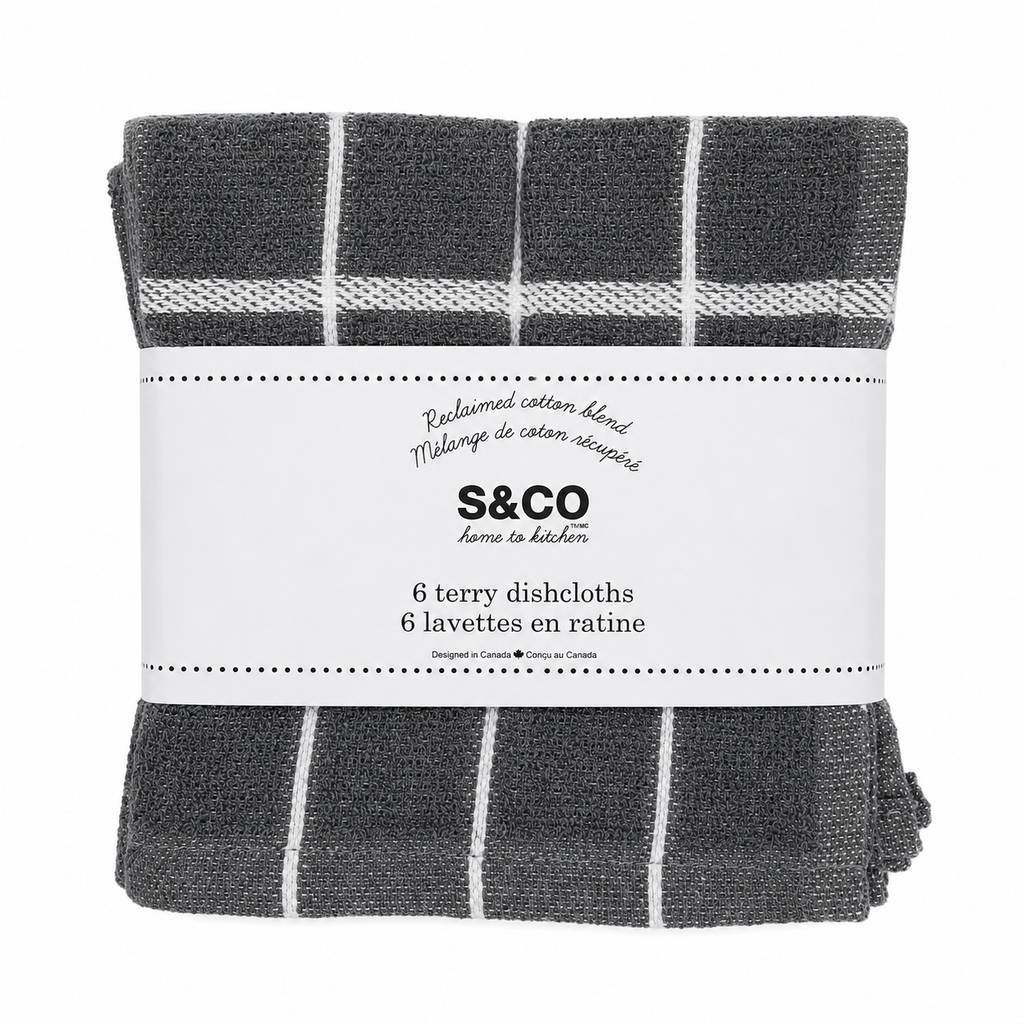 Lot de 6 lavettes en ratine S&CO – Gris