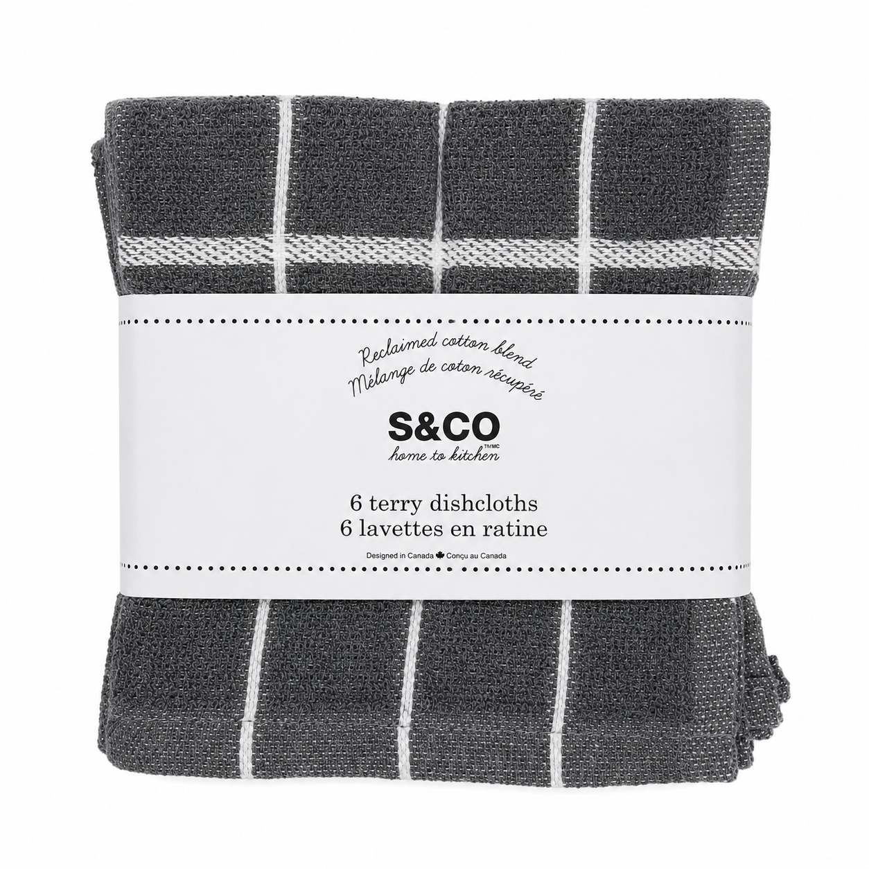 Lot de 6 lavettes en ratine S&CO – Gris