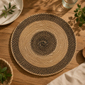 Set de table rond en fibres naturelles – Motif noir