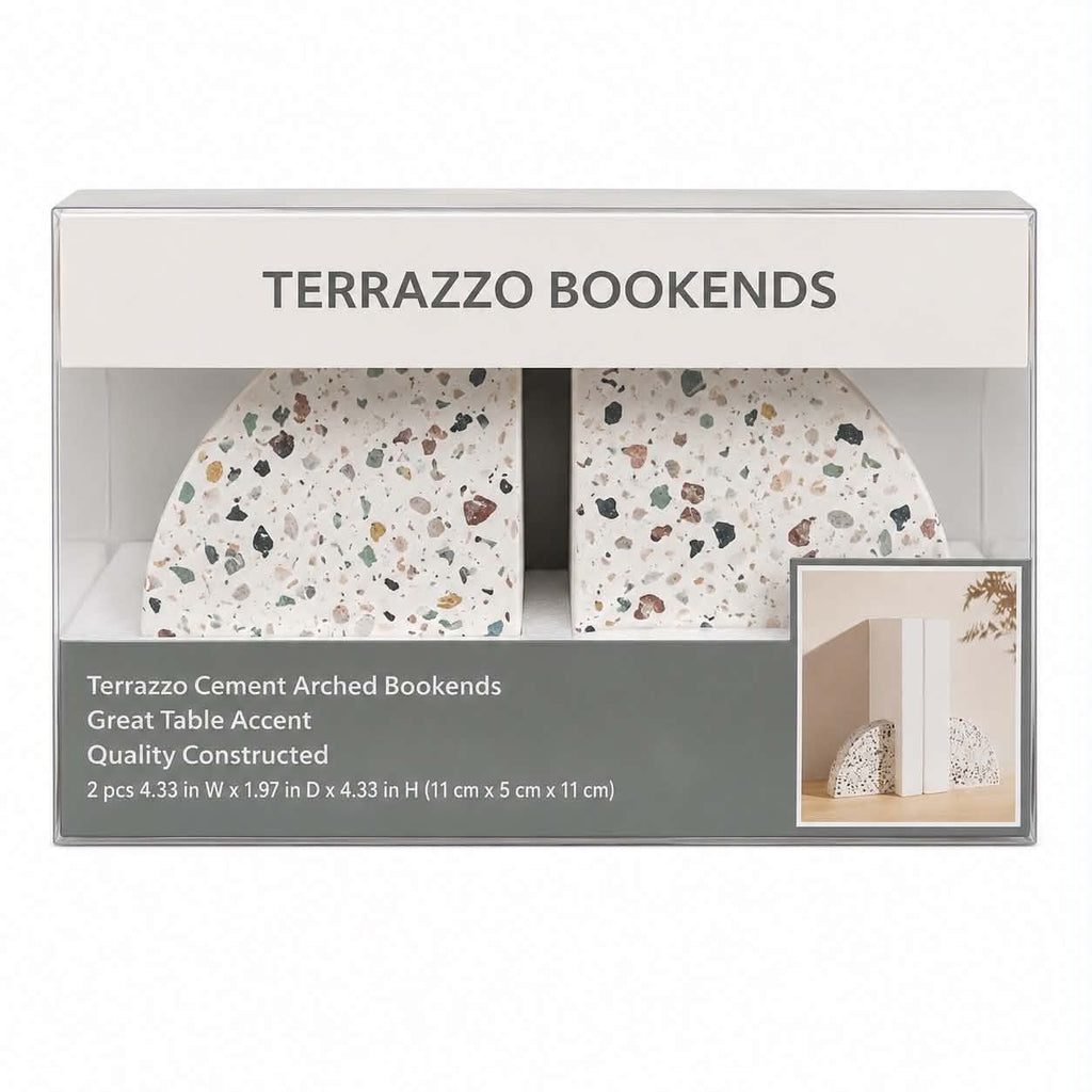 Serre-livres arqués en ciment terrazzo