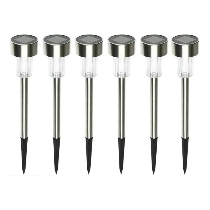Lampes solaires en acier inoxydable - Lot de 6